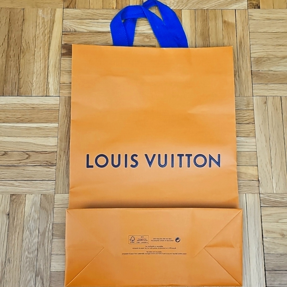 Louis Vuitton Orange Shopping Bag with Blue Handles - Picture 2 of 2